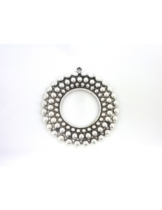 Grand pendentif connecteur rond 63mm en métal argenté