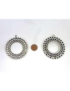 Grand pendentif connecteur rond 63mm en métal argenté 2