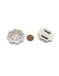 Grande perle passant fleur en métal argenté pour lanière... 2