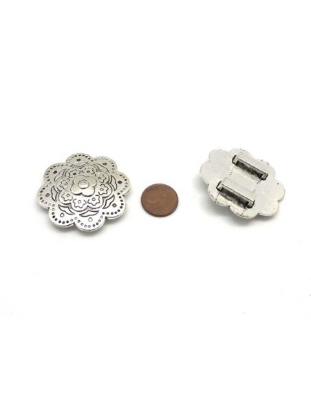 Grande perle passant fleur en métal argenté pour lanière de 12-13mm