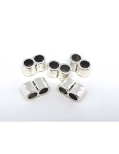 Perle multi rangs 2 trous en métal argenté pour cordon de 5,5mm