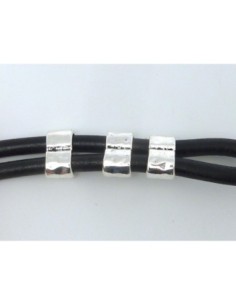 Perle multi rangs 2 trous en métal argenté pour cordon de 5,5mm 2