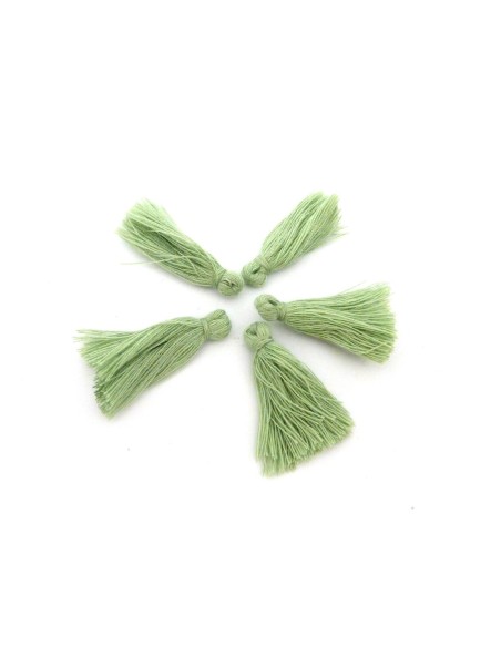 R-Lot de 5 Petits Pompons vert lichen 3cm en polyester