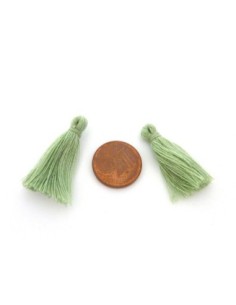 R-Lot de 5 Petits Pompons vert lichen 3cm en polyester 2