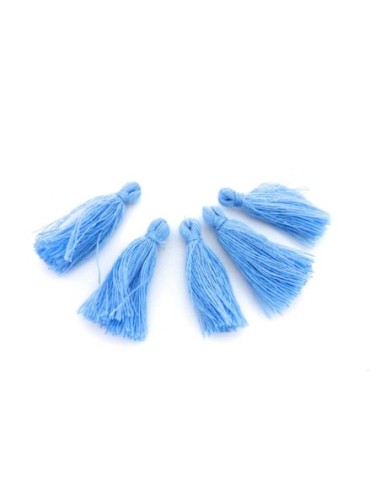 Lot de 5 Petits Pompons bleu ciel 3cm en polyester et coton