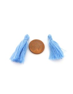 Lot de 5 Petits Pompons bleu ciel 3cm en polyester et coton 2