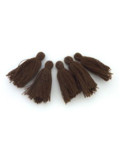 Lot de 5 Petits Pompons marron 2,5cm - 3cm en polyester et coton