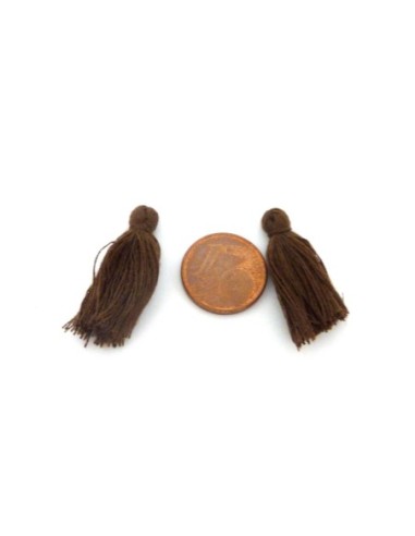 Lot de 5 Petits Pompons marron 2,5cm - 3cm en polyester et coton