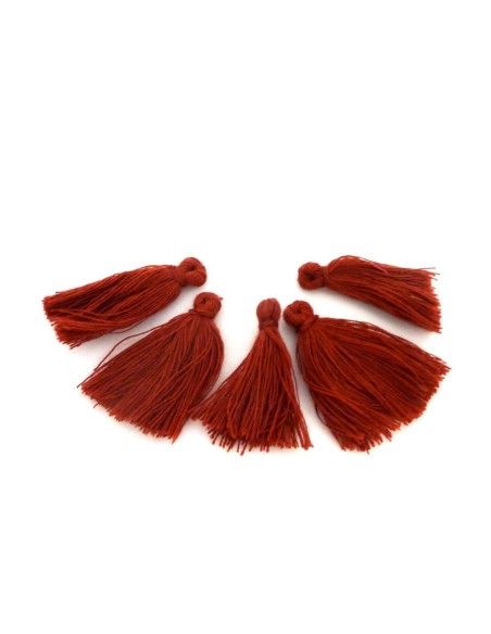 Pompons rouge brique 3cm en polyester