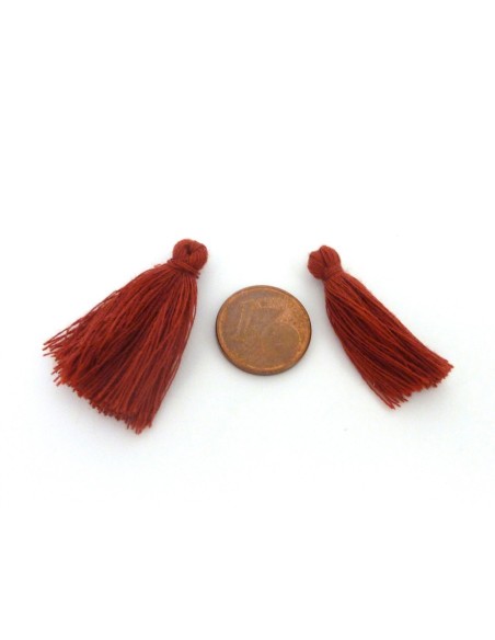 Pompons rouge brique 3cm en polyester