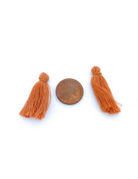 Lot de 5 Petits Pompons orange marron abricot 3cm en polyester