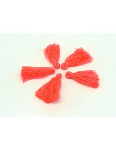 Lot de 5 Petits Pompons rose fluo 3cm en polyester