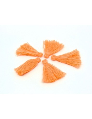 R-Lot de 5 Petits Pompons orange saumon 3cm en polyester