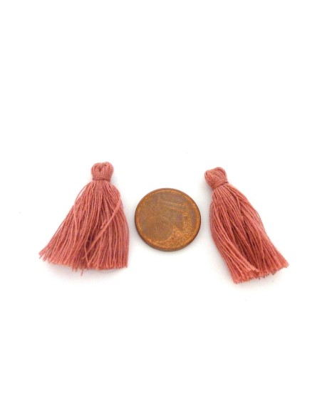 Lot de 5 Petits Pompons terracotta rosé pâle 3cm en polyester
