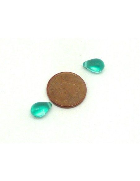Perle goutte en verre bleu vert  zircon AB 9,2mm