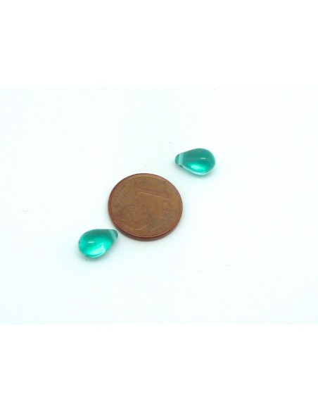 Perle larme en verre couleur bleu vert turquoise zircon AB 9,2mm