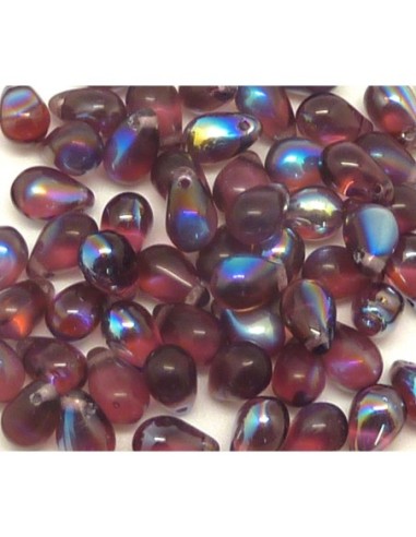 R-100 perles gouttes en verre de couleur améthyste irisé AB 9,2mm