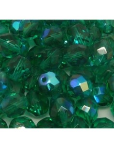 Perle à facettes de couleur vert bleu irisé