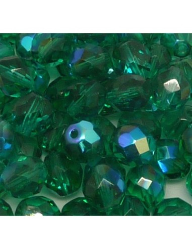 Perle à facettes de couleur vert bleu irisé 
