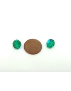 Perle à facettes de couleur vert bleu irisé  2