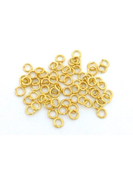 R-5g soit environ 130 anneaux de jonction 4mm x 0,7mm en métal doré