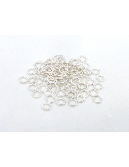 5g soit environ 140 anneaux de jonction 4mm en métal argenté brillant blanc