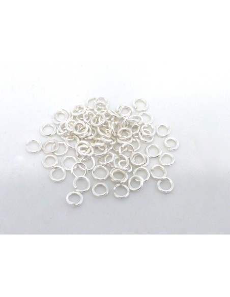 5g soit environ 140 anneaux de jonction 4mm en métal argenté brillant blanc