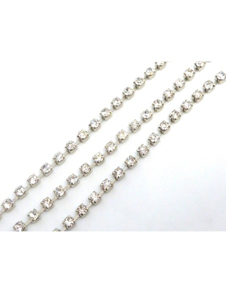 Chainette argenté avec strass en métal pour création