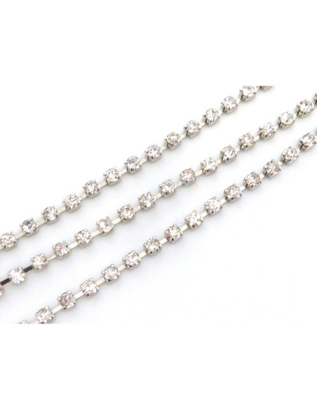 Chainette strass argenté fine