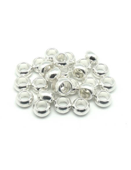 Perle intercalaire pas chère argenté à gros trou