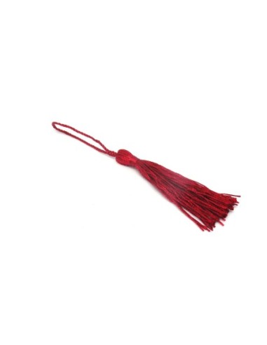 Pompon, breloque en fil polyester 10-12cm de couleur rouge bordeaux brillant