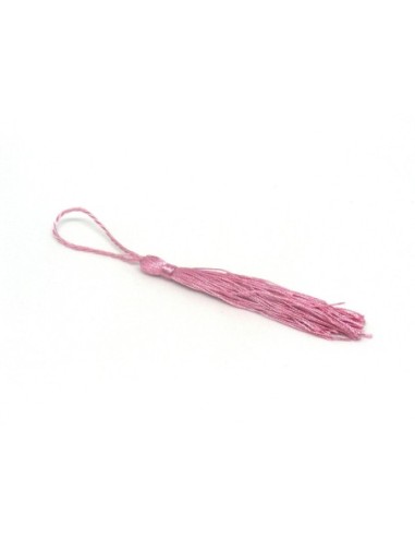 Pompon, breloque en fil polyester 10-12cm de couleur vieux rose brillant