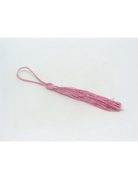 Pompon, breloque en fil polyester 10-12cm de couleur vieux rose brillant