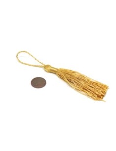 Pompon, breloque en fil polyester 10-12cm de couleur or brillant 2