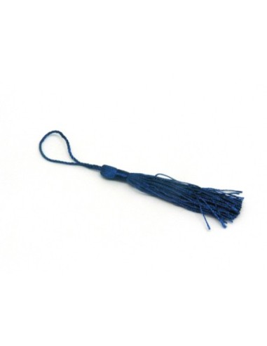 Pompon, breloque en fil polyester 10-12cm de couleur bleu roi