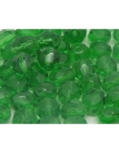 Perle verte à facette en verre 8mm