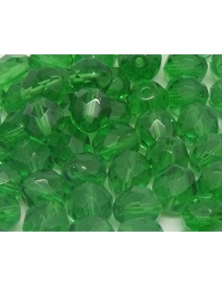 Perle verte à facette en verre 8mm