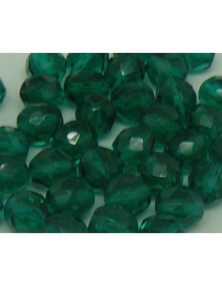 Perle 8mm en verre de couleur vert foncé