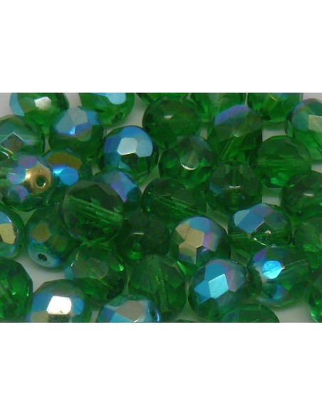 Perle facette vert irisé AB de 8mm