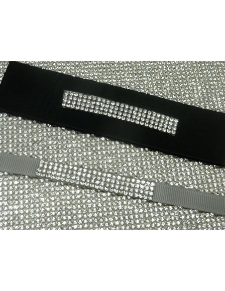 R-1 bande de 1cm de large sur 11cm de long de strass thermocollant de couleur transparent brillant