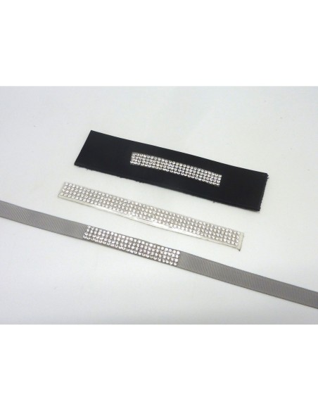 R-1 bande de 1cm de large sur 11cm de long de strass thermocollant de couleur transparent brillant