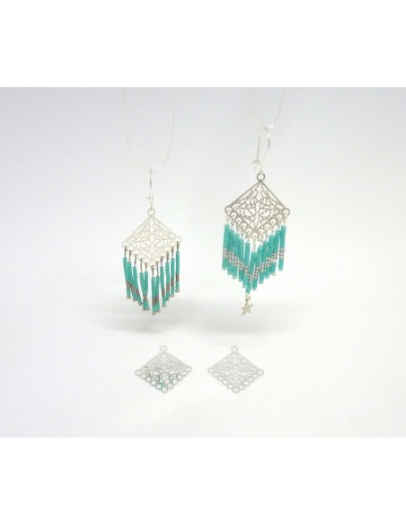 R-2 Estampes en filigrane carré très fine, légère et stylisé 23,2mm en métal argenté