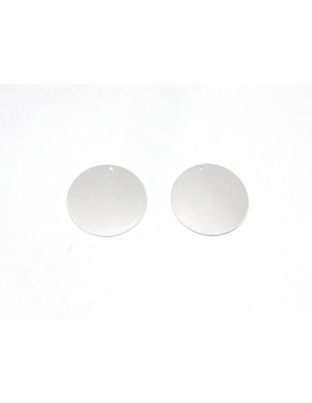 2 Breloques disques lisse brillant très fin 28,4mm en métal argenté lisse effet miroir