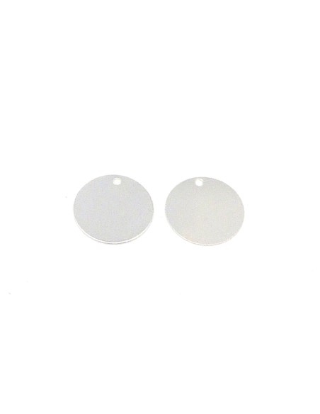 2 Breloques disques lisse brillant très fin 18,2mm en métal argenté lisse effet miroir