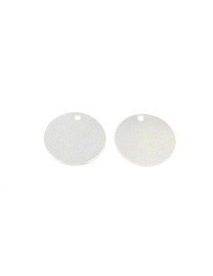 2 Breloques disques lisse brillant très fin 18,2mm en métal argenté lisse effet miroir 2
