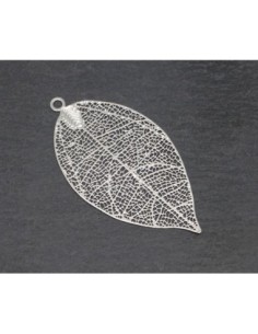 Pendentif feuille argenté filigrane fine et légère