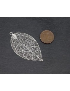 Pendentif feuille argenté filigrane fine et légère 2