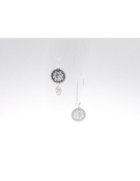 2 Estampes en filigrane Rose très fine, légère et stylisé 21,5mm en métal argenté