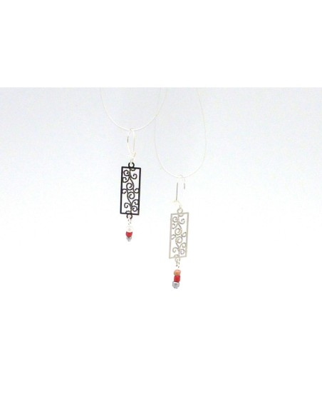 R-2 Estampes en filigrane rectangle très fine, légère, travaillé 24mm en métal argenté