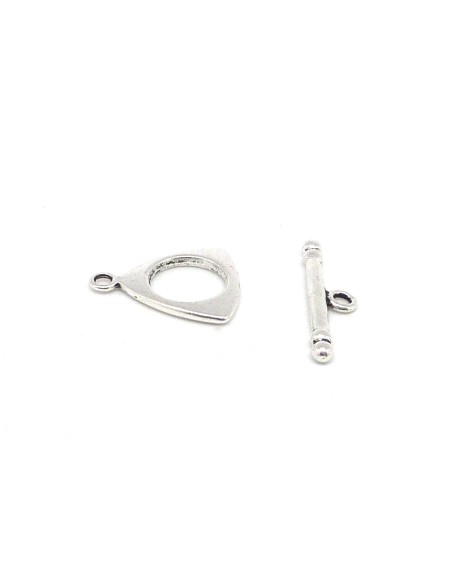 20 Fermoirs toggle en forme de triangle en métal argenté